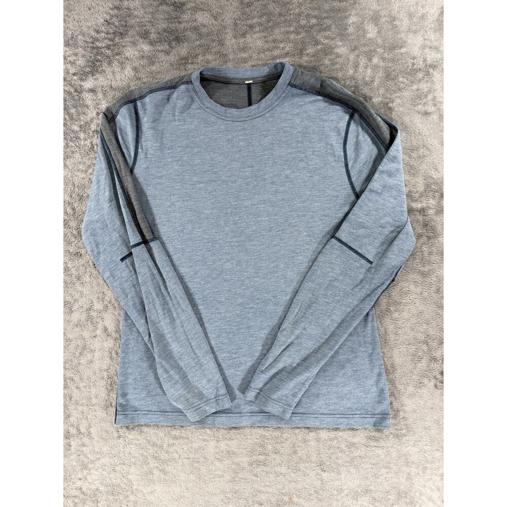 Lululemon Mens Midweight Long Sleeve Blue Grey Sweatshirt Baselayer Size Medium
